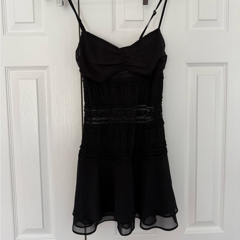 Edikted Black Mini Dress with Smocked Waist & Spaghetti Straps